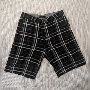 🎀5 O'Neill Black and White Plaid Men's Flat Front Shorts